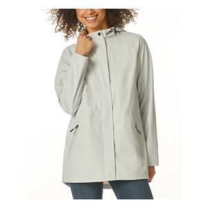 32 DEGREE COOL Womens Gray Zippered Hooded Water-resistant Anorak Raincoat XL